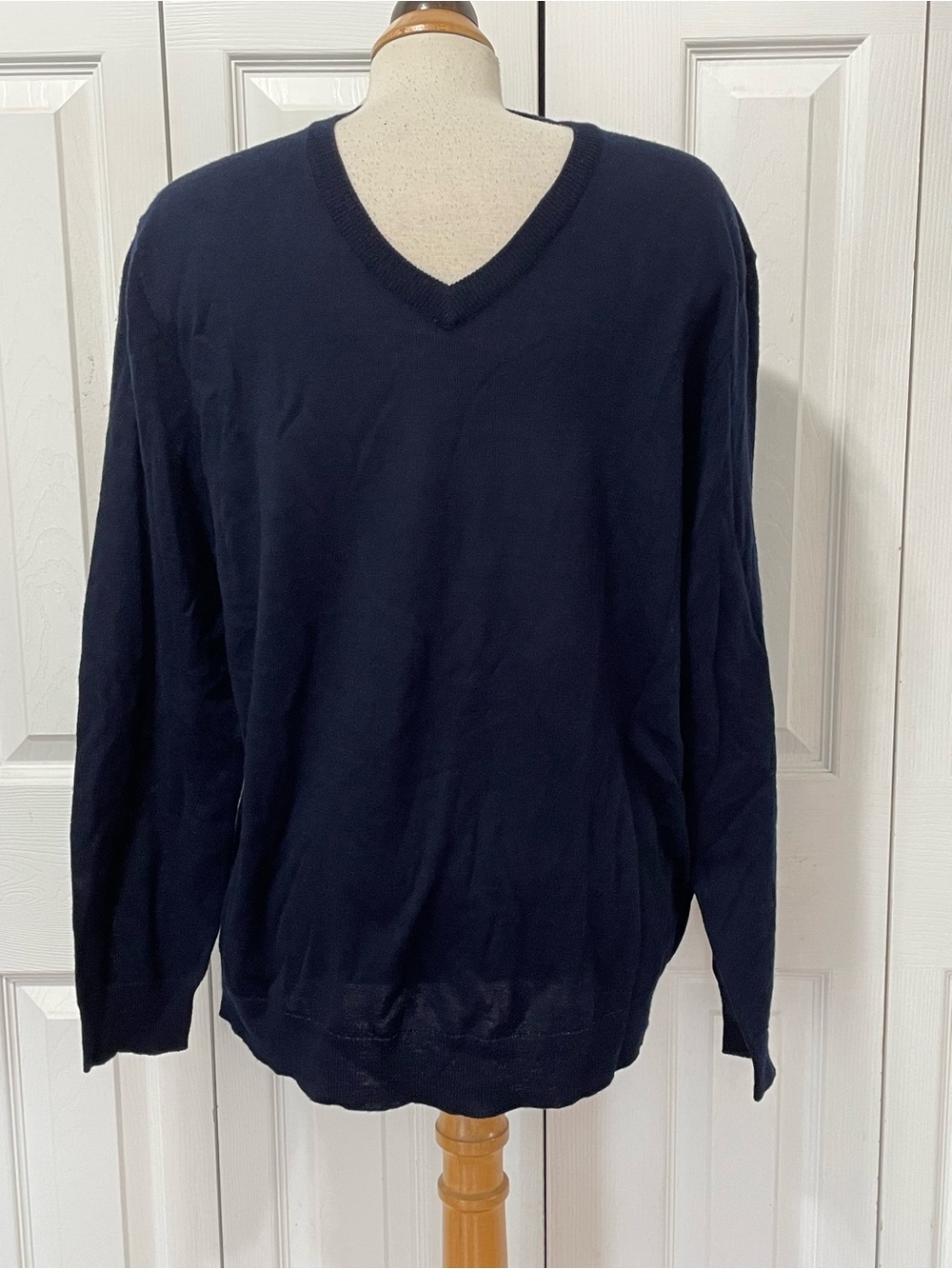 Club Room Merino Wool V-Neck Sweater in Navy